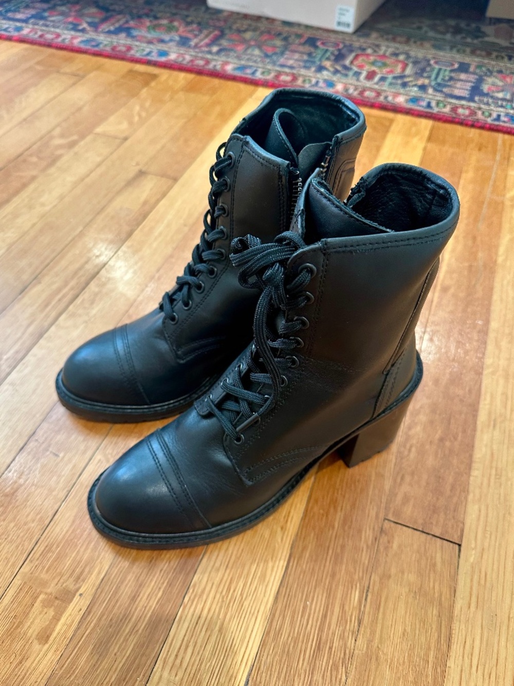 Thursday Boot Company Rebel Size 8 - Black Leather High Heel Zip-Up Boot